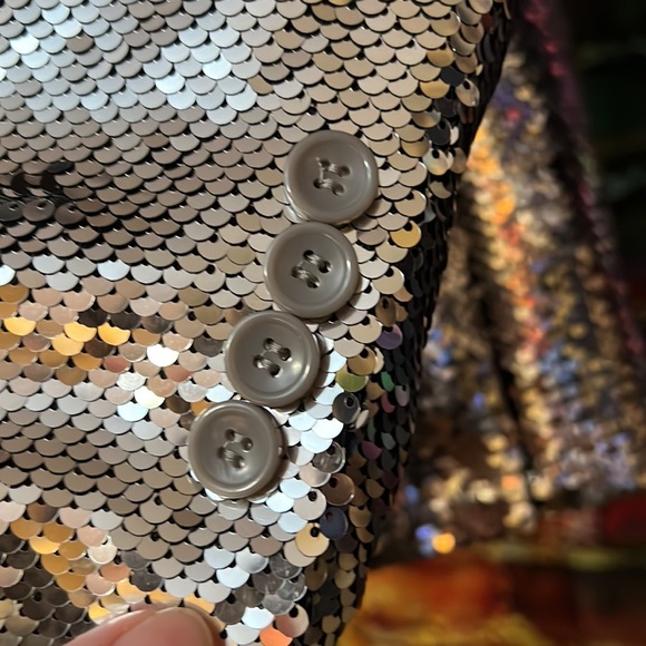 EUC Unisex Silver Sequined Blazer/Coat - Picture 12 of 16